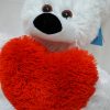М'яка іграшка ведмедик 45 см білий з серцем 15 см - Зображення 2