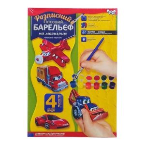 Набір для творчості, розписний гіпсовий барельєф на магнітах, "Транспорт", РДБ-02-02