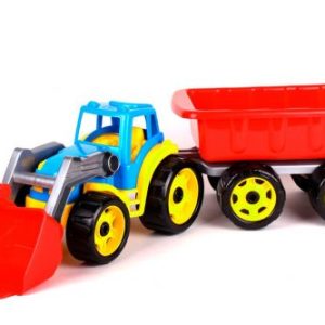 Трактор з ковшем і причепом ТехноК синій