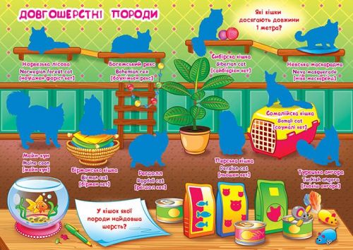 Велика книга "Розвиваючі наклейки. Розумні завдання. Кішки" (укр)