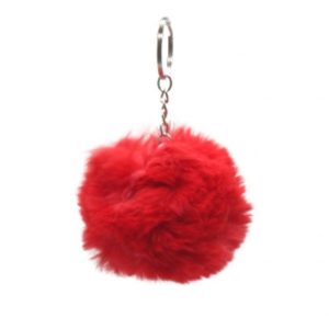 Брелок "Хутряна кулька пухнастик", червоний