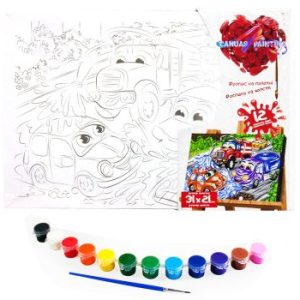 Розпис на полотні "Веселі машинки"