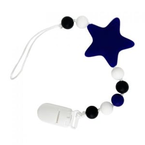 Силіконова ланцюжок для пустушки "Зірочка", синій