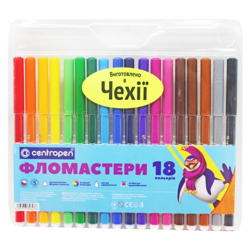 Фломастери кольорові, 18 шт.