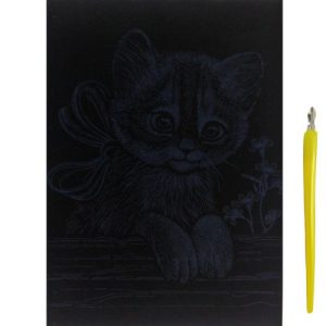 Гравюра "Silver Metallic: Кошеня з бантиком" (А5) Економ