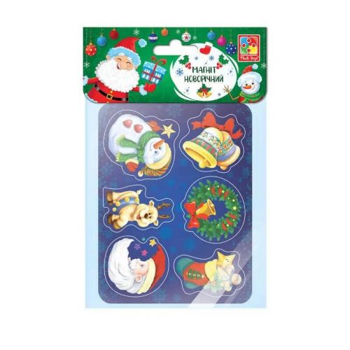 Набір новорічних магнітів 6 штук на листі 15×12 см