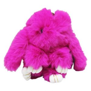 Хутряний брелок "Кролик", фуксія (23 см)