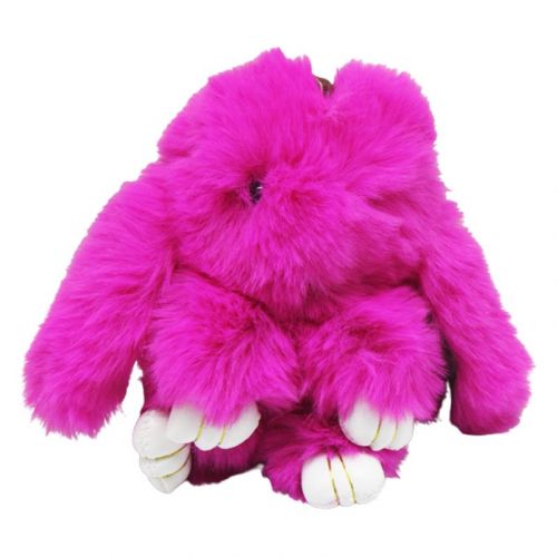 Хутряний брелок "Кролик", фуксія (23 см)