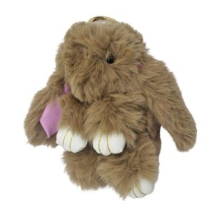 Хутряний брелок "Кролик", коричневий (23 см)