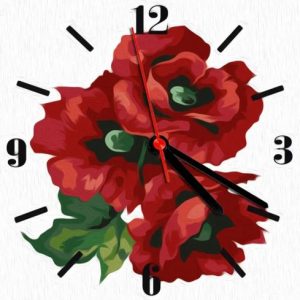 Годинник-картина за номерами "Маки", 30х30 см