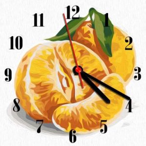 Годинник-картина за номерами "Мандарин", 30х30 см