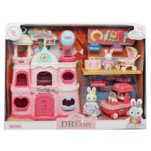 Будиночок з зайцями (3 поверхи, замок, гойдалка, фігурки, аксесуари, прилавок з морозивом, в коробці)