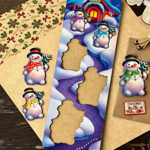 Деревʼяний вкладиш "Сніговики більше/менше"