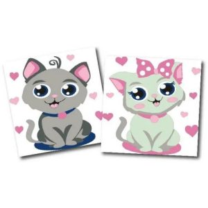 Картини за номерами (набір 2 шт) "Кошенята" 15х15 см