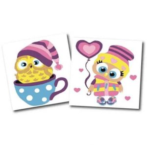 Картини за номерами (набір 2 шт) "Совенята" 15х15 см