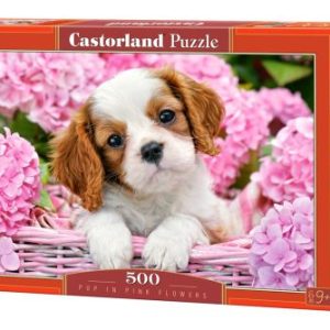 Пазли "Щеня в рожевих квітках", 500 елементів