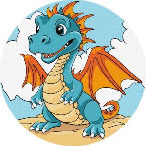 Картина за номерами (кругла) "Прогулянка дракончика" d19 см ★★