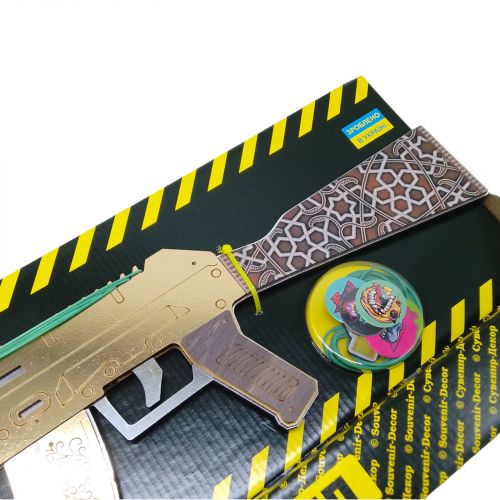 Деревʼяний ігровий набір "Автомат гумкостріл: AK Gold"