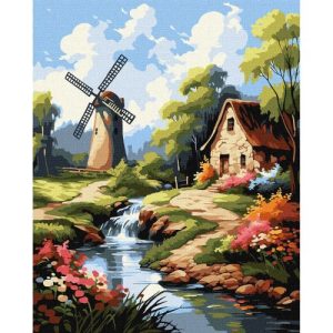 Картина за номерами "Будиночок біля млина" 40х50 см