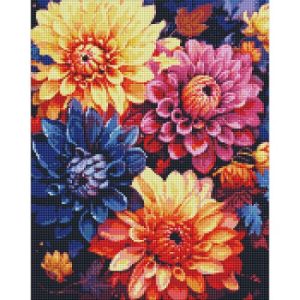 Алмазна мозаїка "Барвисті жоржини" 40х50 см
