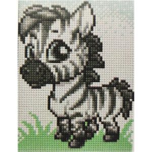 Алмазна мозаїка без підрамника "Маленька зебра" 15х20 см