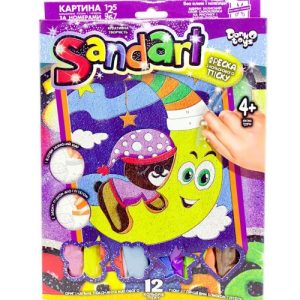 Фреска з кольорового піску "Sandart" медвежонок на луне