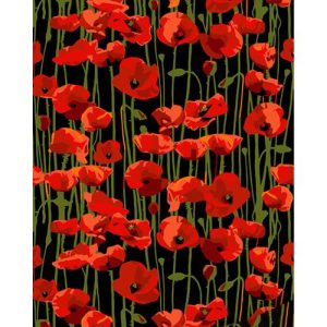 Картина за номерами на чорному фоні "Макове поле" 40х50