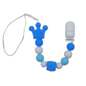 Силіконова ланцюжок для пустушки "Корона", блакитна