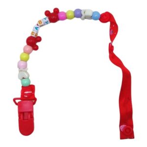 Кліпса для пустушки з бусинами (червона)