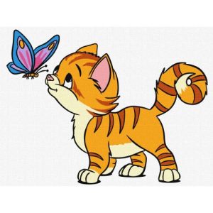 Картина по номерах "Котик і метелик" 30х40 см