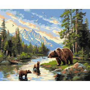 Картина по номерах "Ведмедиця і ведмежата" 40х50 см