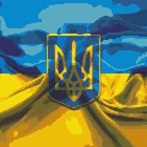 Алмазна мозаїка "Герб та прапор України" 40х50 см