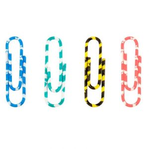 Скріпки кольорові смугасті, 28 мм, 100 шт, пласт. контейнер