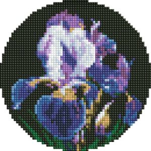 Алмазна мозаїка на круглому підрамнику "Ніжні іриси", 19 см