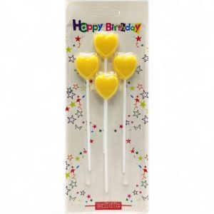 Набір свічок для торта "Сердечки" 4шт (14 см) мікс видів