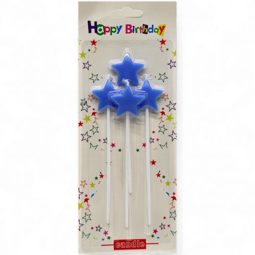 Набір свічок для торта "Зірочки" 4шт (14 см) мікс видів