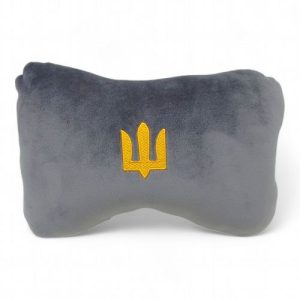 Подушка-підголівник з лого Тризуб Сірий