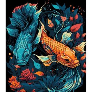 Картина за номерами на чорному фоні "Підводний світ" 30х40