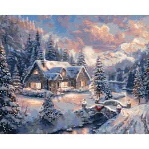Картина по номерах "Зимній пейзаж. Новорічна" 40х50 см