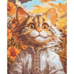 Алмазна мозаїка "Котик у вишиванці" 40х50 см