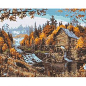 Алмазна мозаїка "Самотній будинок у лісі" 40х50 см