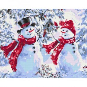 Алмазна мозаїка "Веселі сніговики" 40х50 см
