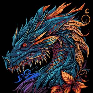 Картина за номерами на чорному фоні "Могутній дракон" 30х30 см