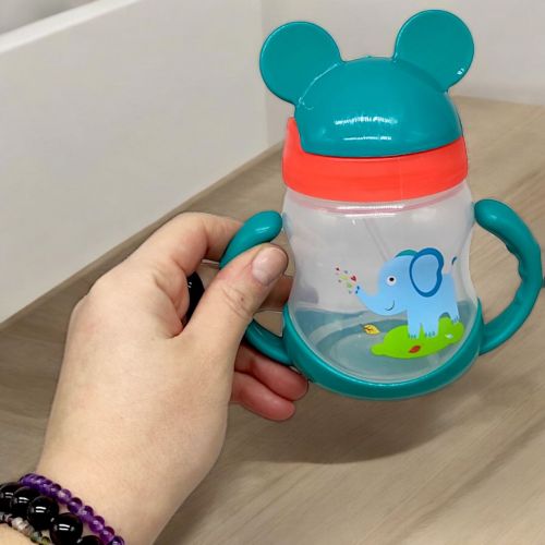 Поїльник з трубочкою "Міккі Маус", 250 мл, зелений - Зображення 2