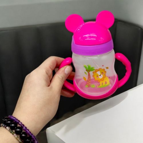 Поїльник з трубочкою "Міккі Маус", 250 мл, рожевий - Зображення 2