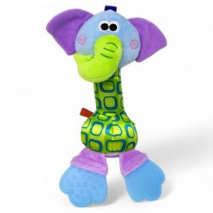 Мʼяка іграшка-брязкальце з дзвіночком, слоник