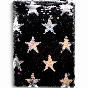 Блокнот у твердій обкладинці з паєтками (80 арк; формат А5) клітинка, з зірочками