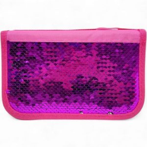 Пенал-книжка з паєтками (2 відділення) фіолетовий