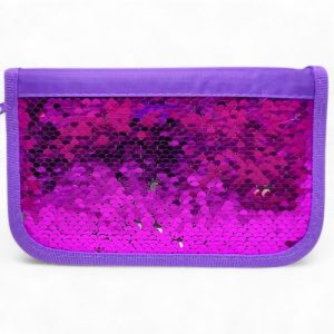 Пенал-книжка з паєтками (3 відділення) фіолетовий