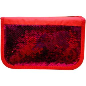 Пенал-книжка з паєтками (3 відділення) червоний